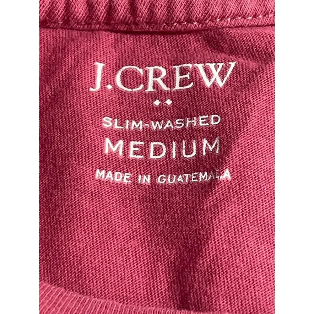 J.Crew Mens Red Slim Washed Crew Neck Short Sleeve Pocket T Shirt Tee Top Size M